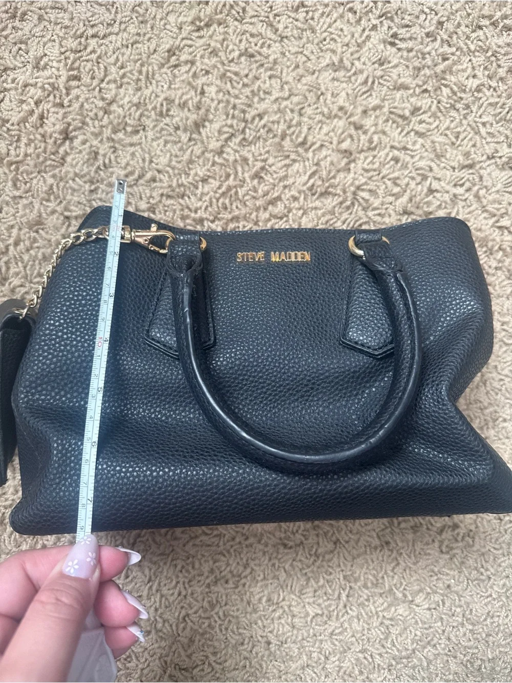 Steve Madden black Pebbled Satchel with Coin Pouch